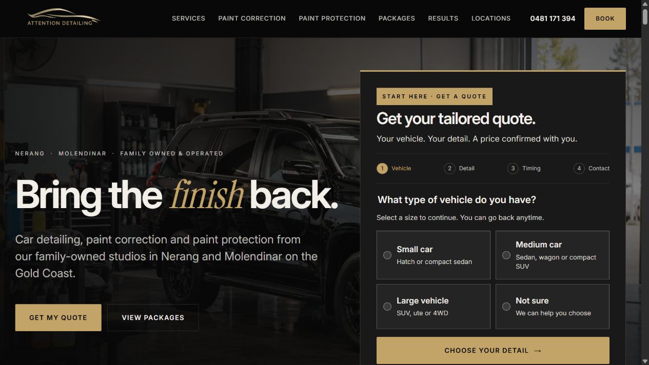 Homepage preview of Attention Detailing