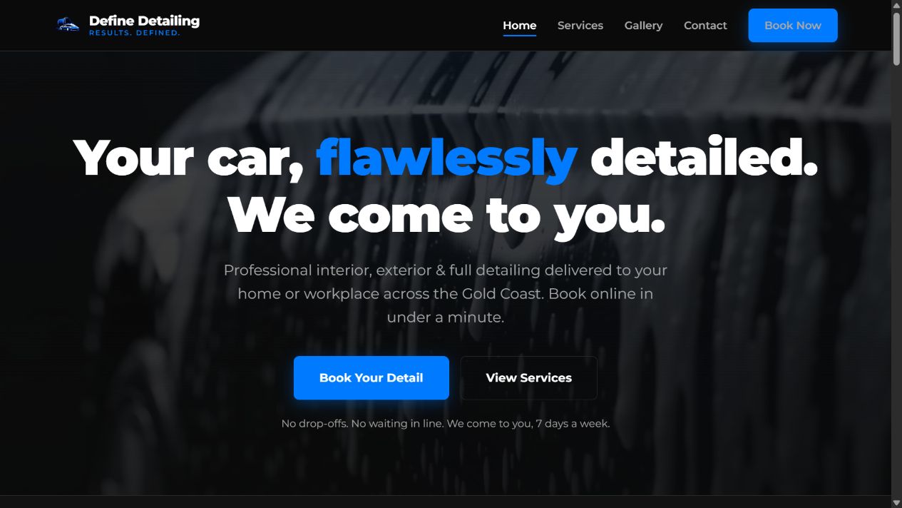 Homepage preview of Define Detailing