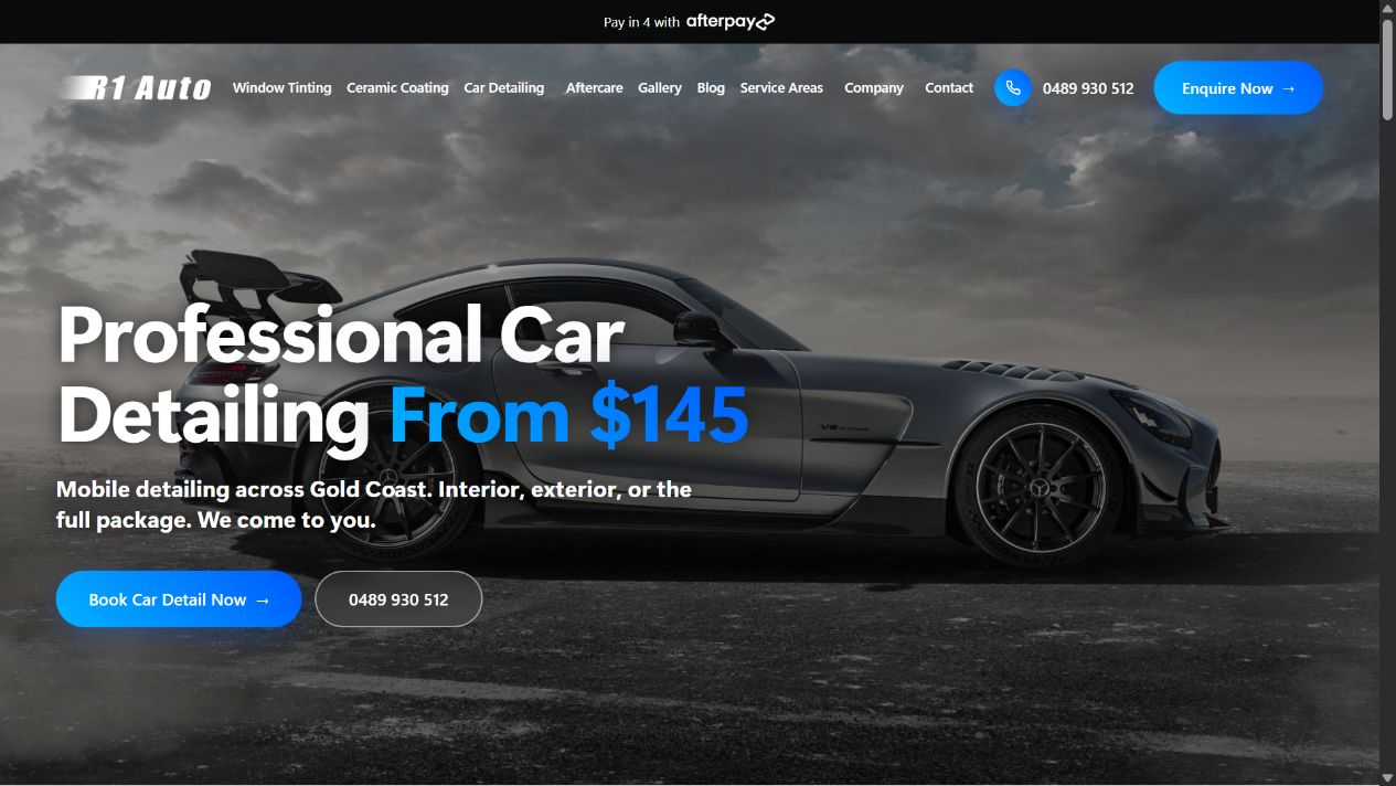 Homepage preview of R1 Auto