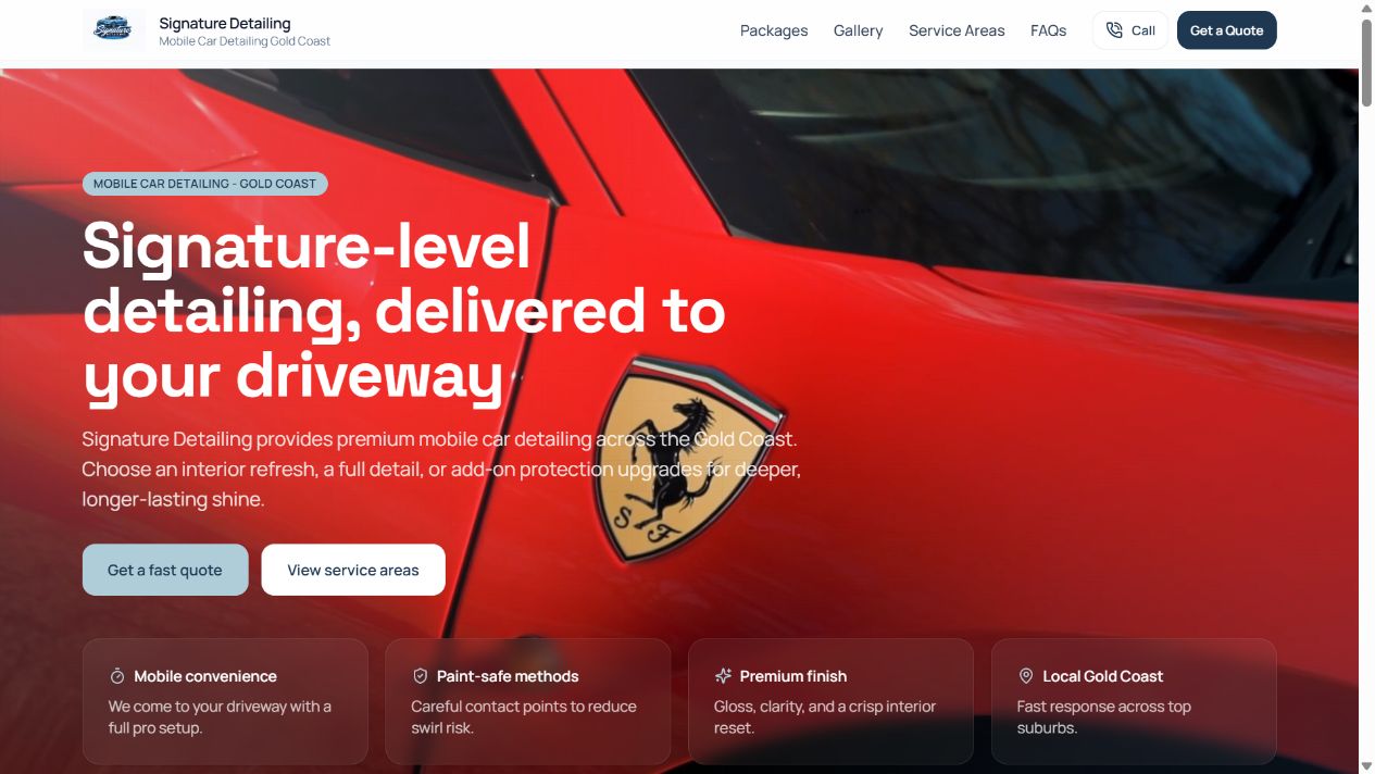 Homepage preview of Signature Detailing